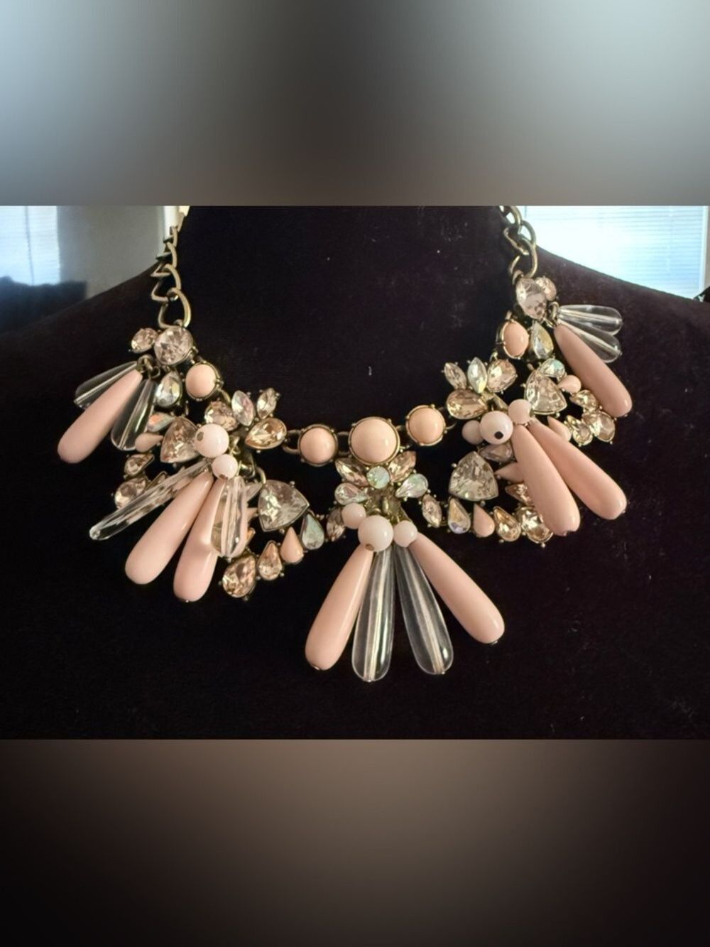 Sugar Fix Bauble Bar Pink Clear Crystal Floral Bib Statement Necklace $68